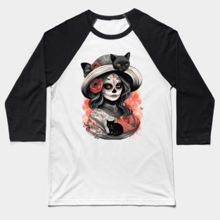 Catrina Cat Baseball T-Shirt